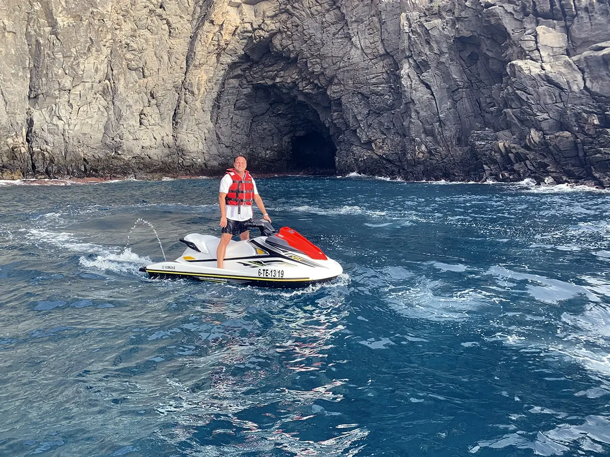 A rider in front of the cliffs on the south coast